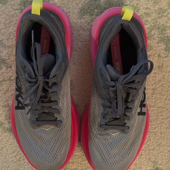 Hoka Women's Gray and Pink Running Shoes Hoka - Picture 3 of 10